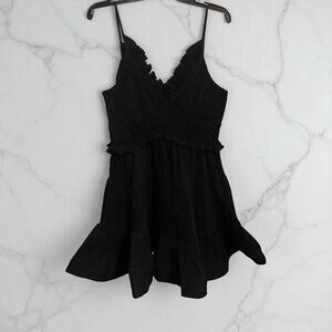 CIEBON Carlie Ruffle Pleated Mini‎ Dress in Black size Large NEW